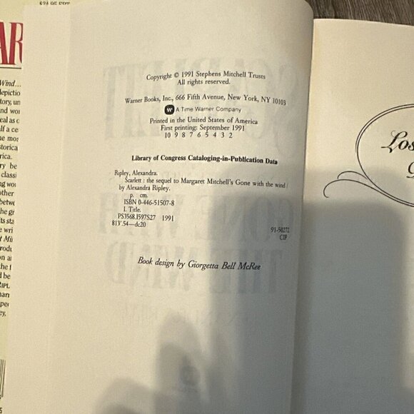 Scarlett, The Sequel to Gone With The Wind, Alexandra Ripley, Hardcopy 1st Ed - Picture 4 of 4